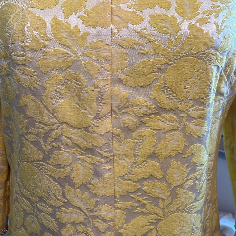 Gorgeous Vintage Leslie Fay Original Lemon Yellow Brocade Dress. - Picture 6 of 8